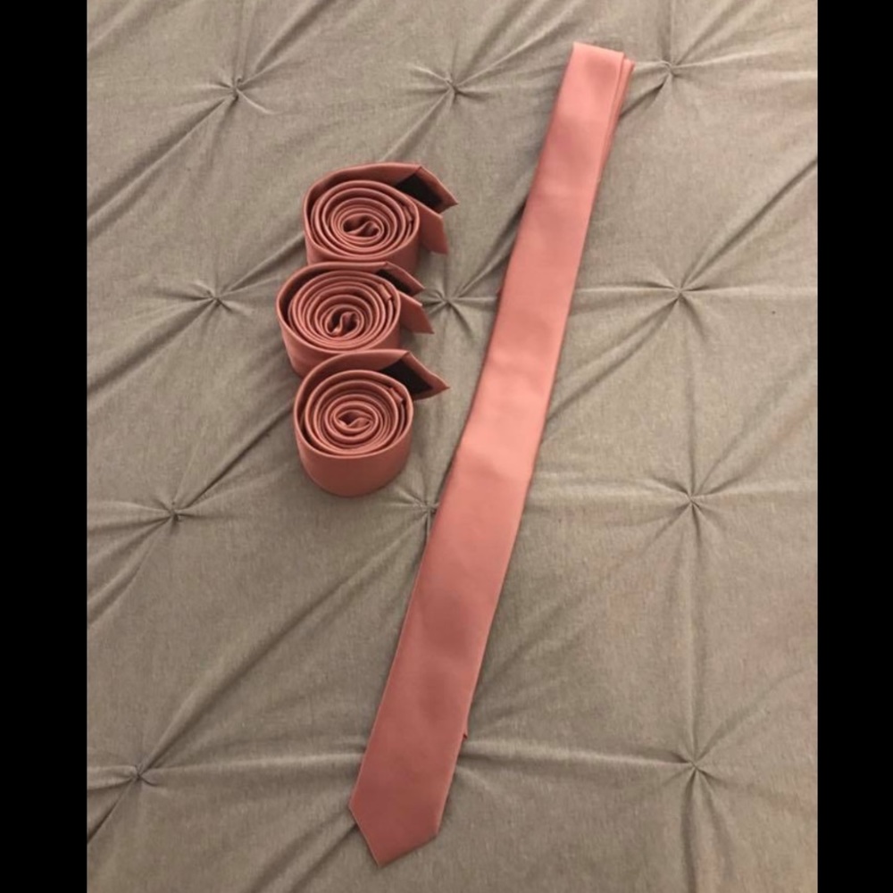 4 Dusty Rose Satin Dress/ Groomsmen Ties